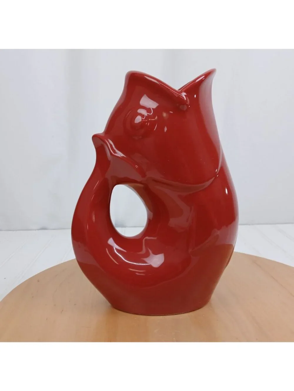 Red GurglePot Fish Pitcher Vase Large 9.5